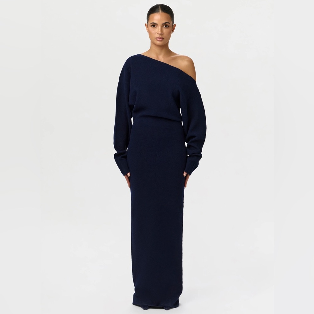 Naked Wardrobe Knit Off-Shoulder Sweater Maxi Dress